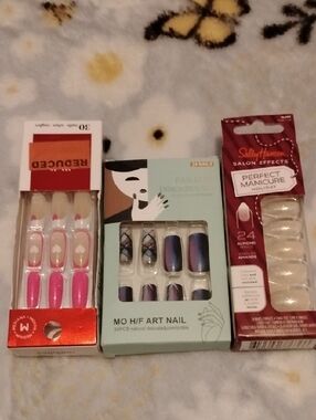 Sally Hansen White Almond Ready-to-Use False Nails, Plus Two More Sets Press Ons